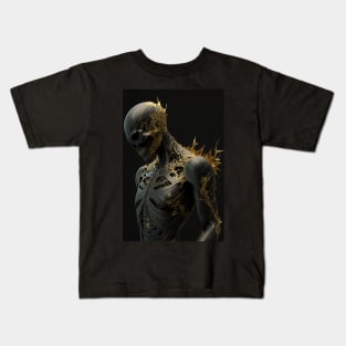 The Attractive Darkness: An Elegant Demon Skull with Golden cracks Kids T-Shirt